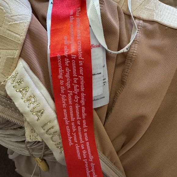 Adelie Plunging Draped Plisse Slit Gown In Desert Rose - Picture 16 of 16